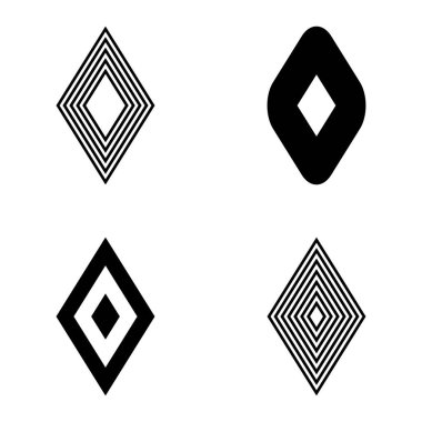 Rhombus Düz Simge Seti Beyaz Arkaplanda İzole Edildi