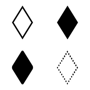 Rhombus Düz Simge Seti Beyaz Arkaplanda İzole Edildi