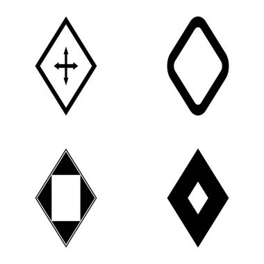 Rhombus Düz Simge Seti Beyaz Arkaplanda İzole Edildi