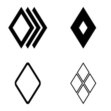 Rhombus Düz Simge Seti Beyaz Arkaplanda İzole Edildi