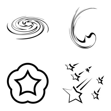 Yıldız1-2 Yıldız Şelalesi Düz Simge Seti Beyaz Arkaplanda İzole Edildi