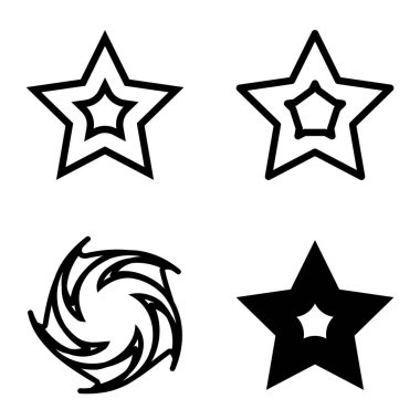 Yıldız1-2 Yıldız Şelalesi Düz Simge Seti Beyaz Arkaplanda İzole Edildi