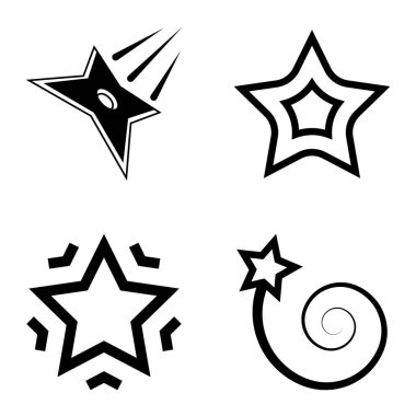 Yıldız1-2 Yıldız Şelalesi Düz Simge Seti Beyaz Arkaplanda İzole Edildi