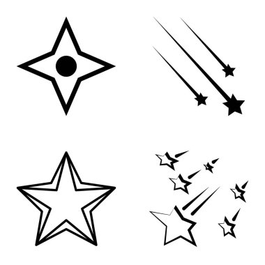 Yıldız1-2 Yıldız Şelalesi Düz Simge Seti Beyaz Arkaplanda İzole Edildi