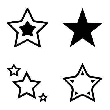 Yıldız1-2 Yıldız Şelalesi Düz Simge Seti Beyaz Arkaplanda İzole Edildi