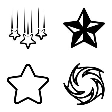 Yıldız1-2 Yıldız Şelalesi Düz Simge Seti Beyaz Arkaplanda İzole Edildi