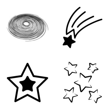 Yıldız1-2 Yıldız Şelalesi Düz Simge Seti Beyaz Arkaplanda İzole Edildi