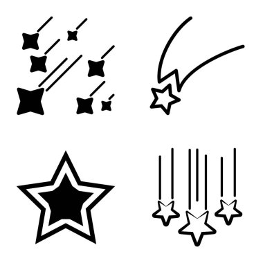 Yıldız1-2 Yıldız Şelalesi Düz Simge Seti Beyaz Arkaplanda İzole Edildi