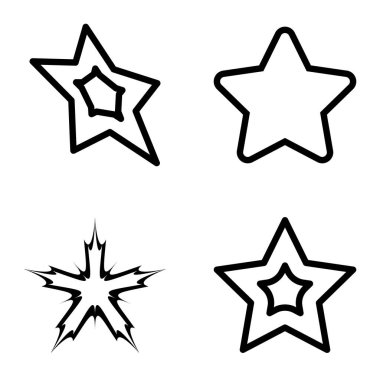 Yıldız1-2 Yıldız Şelalesi Düz Simge Seti Beyaz Arkaplanda İzole Edildi