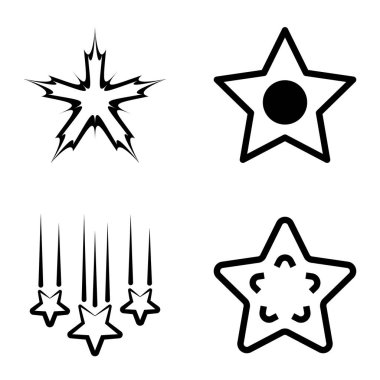 Yıldız1-2 Yıldız Şelalesi Düz Simge Seti Beyaz Arkaplanda İzole Edildi