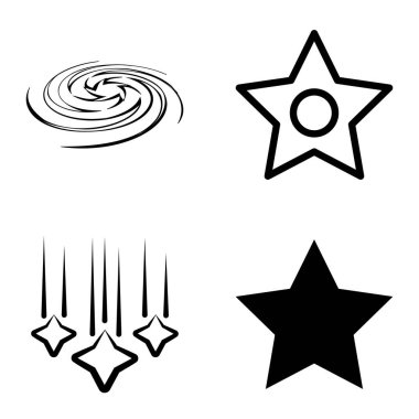 Yıldız1-2 Yıldız Şelalesi Düz Simge Seti Beyaz Arkaplanda İzole Edildi