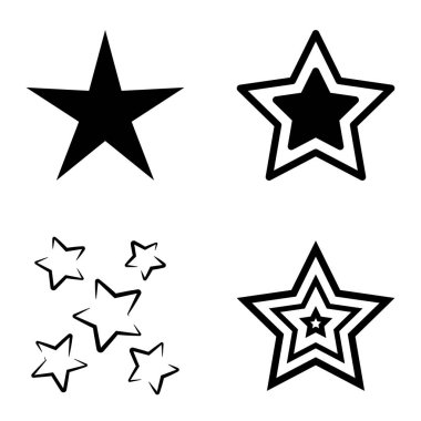 Yıldız1-2 Yıldız Şelalesi Düz Simge Seti Beyaz Arkaplanda İzole Edildi