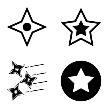 Yıldız1-2 Yıldız Şelalesi Düz Simge Seti Beyaz Arkaplanda İzole Edildi