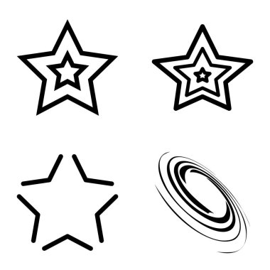 Yıldız1-2 Yıldız Şelalesi Düz Simge Seti Beyaz Arkaplanda İzole Edildi