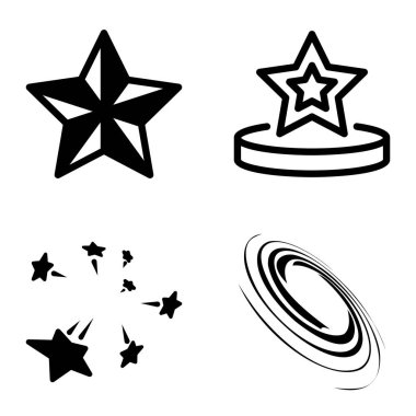 Yıldız1-2 Yıldız Şelalesi Düz Simge Seti Beyaz Arkaplanda İzole Edildi