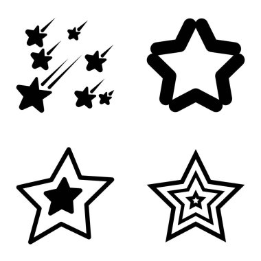 Yıldız1-2 Yıldız Şelalesi Düz Simge Seti Beyaz Arkaplanda İzole Edildi