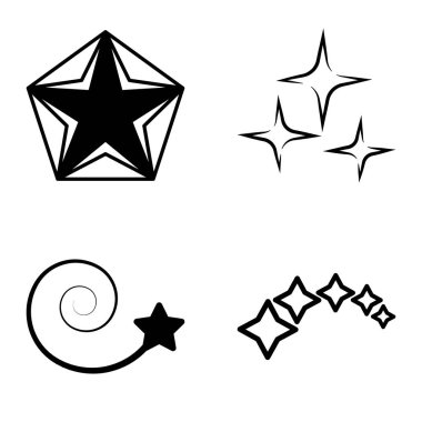 Yıldız1-2 Yıldız Şelalesi Düz Simge Seti Beyaz Arkaplanda İzole Edildi