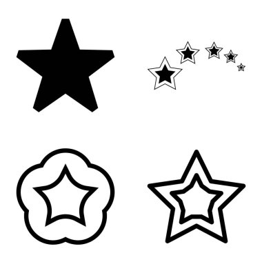 Yıldız1-2 Yıldız Şelalesi Düz Simge Seti Beyaz Arkaplanda İzole Edildi