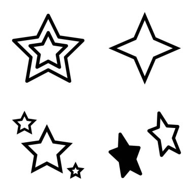 Yıldız1-2 Yıldız Şelalesi Düz Simge Seti Beyaz Arkaplanda İzole Edildi