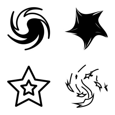 Yıldız1-2 Yıldız Şelalesi Düz Simge Seti Beyaz Arkaplanda İzole Edildi