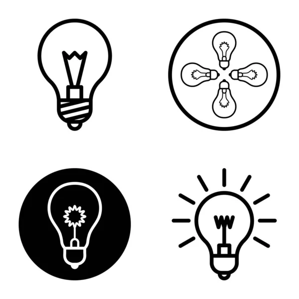 Lightbulbs1 Flat Icon Set Isolated White Background — Stock Vector