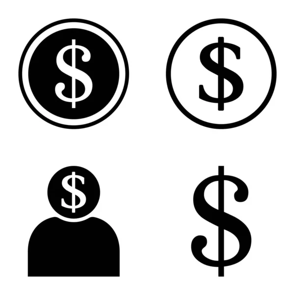 Dollar Flat Icon Set Isoliert Auf Weißem Hintergrund — Stockvektor