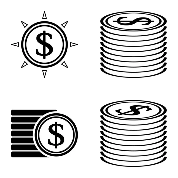Dollar Flat Icon Set Isoliert Auf Weißem Hintergrund — Stockvektor