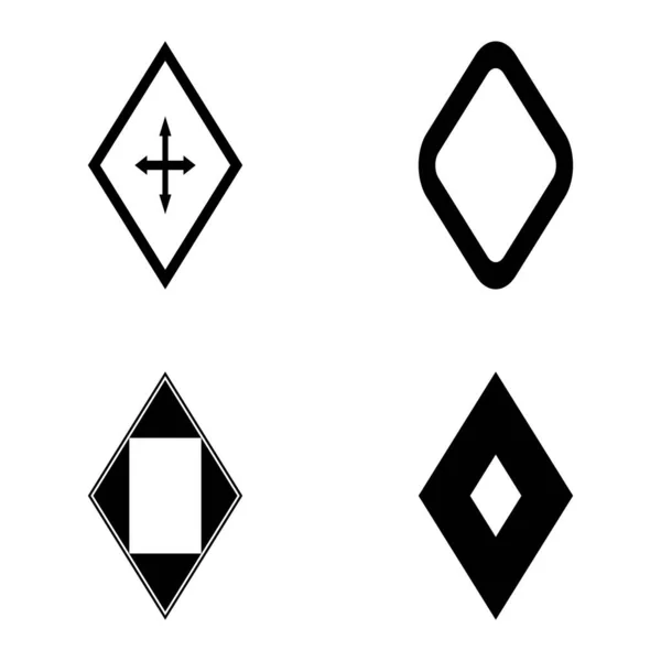 Rhombus Flat Icon Set Geïsoleerd Witte Achtergrond — Stockvector