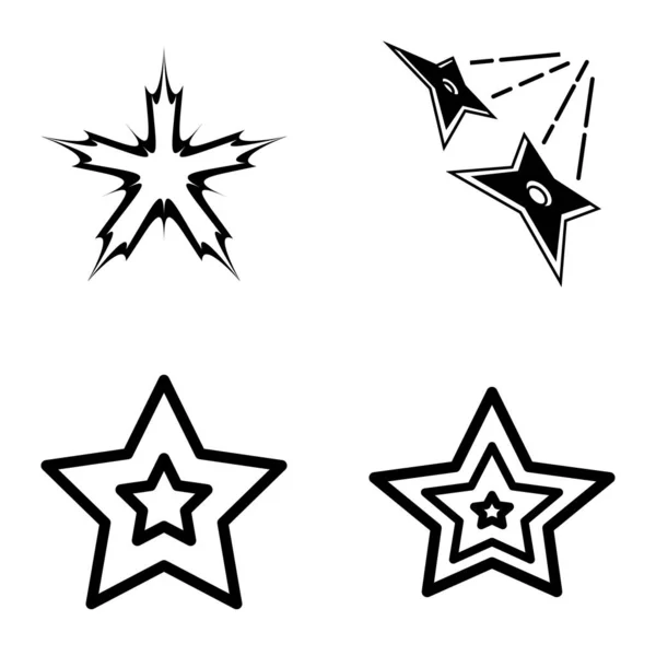 Stars1 2Starfall Platt Ikon Set Isolerad Vit Bakgrund — Stock vektor