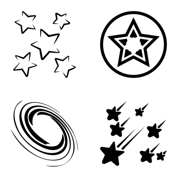 Sterren1 2Starfall Flat Icon Set Geïsoleerd Witte Achtergrond — Stockvector