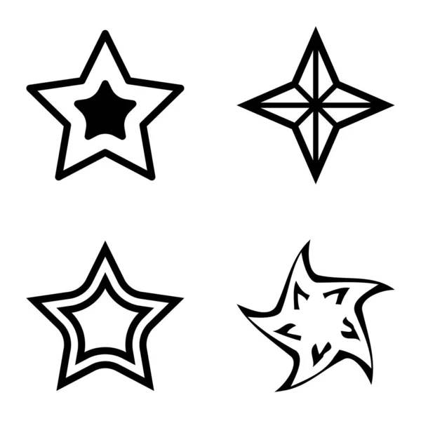 Stars1 2Starfall Icono Plano Conjunto Aislado Sobre Fondo Blanco — Archivo Imágenes Vectoriales