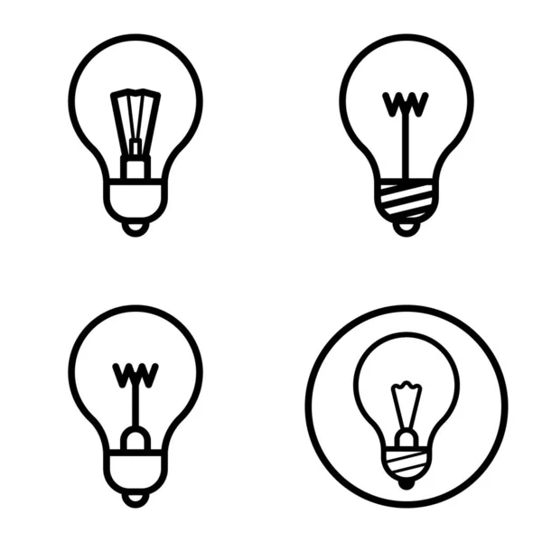 Set Icone Piatte Lightbulbs1 Isolato Sfondo Bianco Grafiche Vettoriali