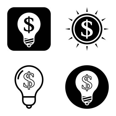 Dolar Düz Simgesi Seti Beyaz Arkaplanda İzole Edildi