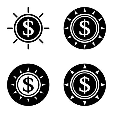 Dolar Düz Simgesi Seti Beyaz Arkaplanda İzole Edildi