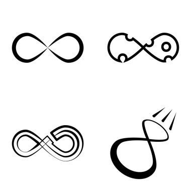 Sonsuz Düz Simge Seti Beyaz Arkaplanda İzole Edildi