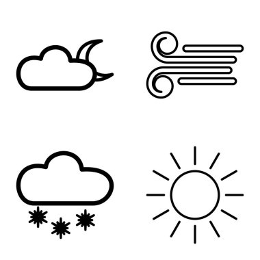 Hava Durumu Düz Simgesi Beyaz Arkaplanda İzole Edildi