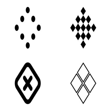 Rhombus Düz Simge Seti Beyaz Arkaplanda İzole Edildi