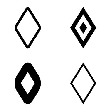 Rhombus Düz Simge Seti Beyaz Arkaplanda İzole Edildi
