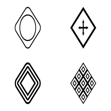 Rhombus Düz Simge Seti Beyaz Arkaplanda İzole Edildi