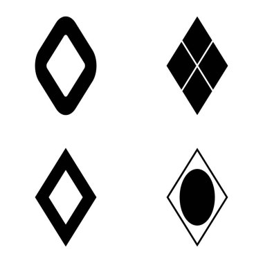 Rhombus Düz Simge Seti Beyaz Arkaplanda İzole Edildi