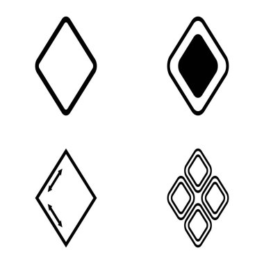 Rhombus Düz Simge Seti Beyaz Arkaplanda İzole Edildi