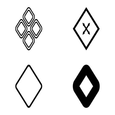 Rhombus Düz Simge Seti Beyaz Arkaplanda İzole Edildi
