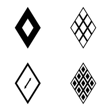 Rhombus Düz Simge Seti Beyaz Arkaplanda İzole Edildi