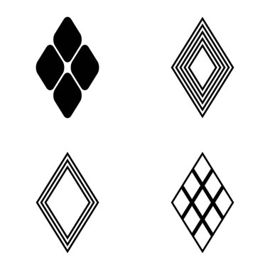 Rhombus Düz Simge Seti Beyaz Arkaplanda İzole Edildi