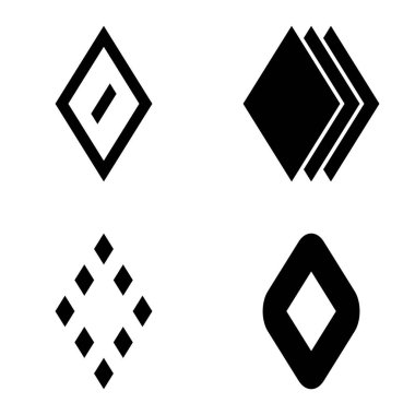 Rhombus Düz Simge Seti Beyaz Arkaplanda İzole Edildi