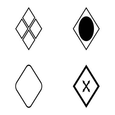 Rhombus Düz Simge Seti Beyaz Arkaplanda İzole Edildi