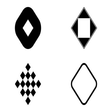 Rhombus Düz Simge Seti Beyaz Arkaplanda İzole Edildi