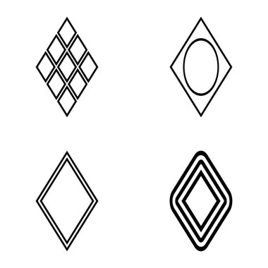 Rhombus Düz Simge Seti Beyaz Arkaplanda İzole Edildi