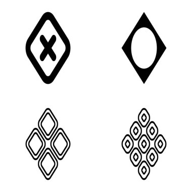 Rhombus Düz Simge Seti Beyaz Arkaplanda İzole Edildi