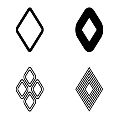Rhombus Düz Simge Seti Beyaz Arkaplanda İzole Edildi